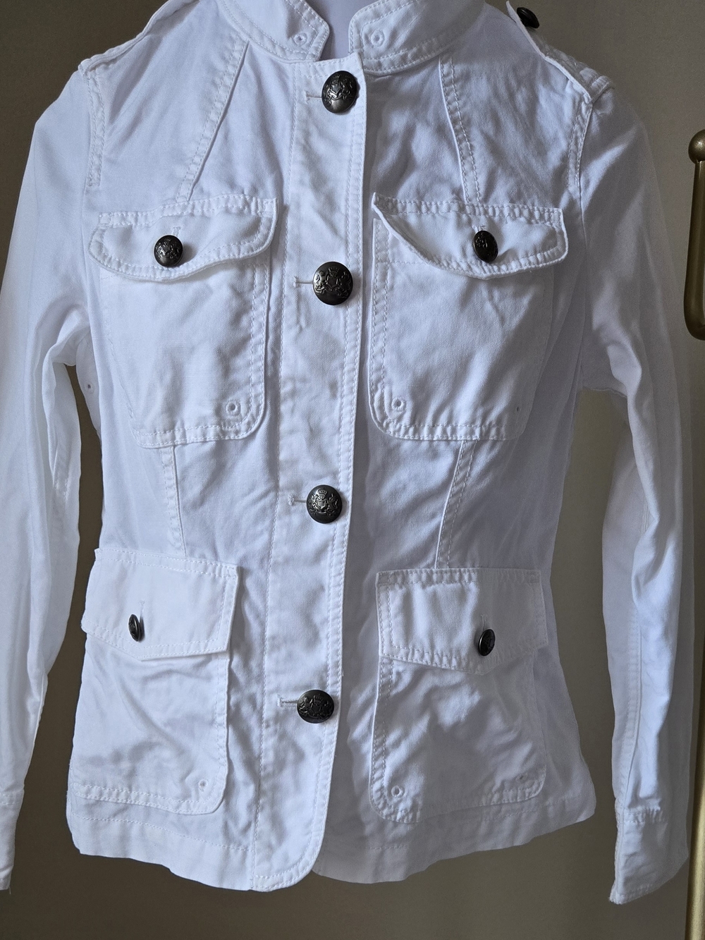 Banana Republic White Military Utility Jacket • Structured Fit • Chic & Classic
